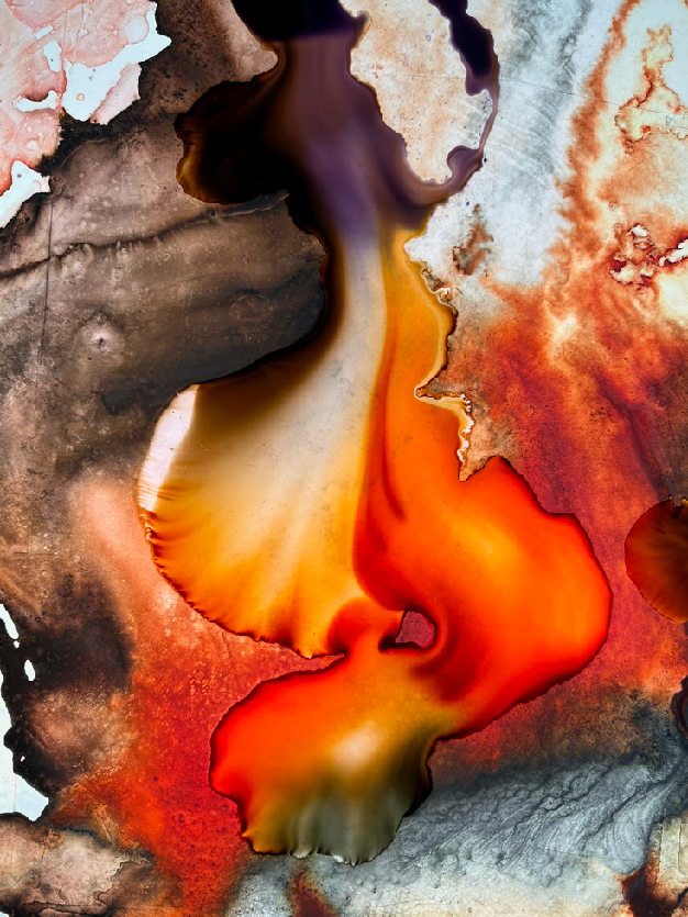 Drippings, Procion colors on acrylic, 60x80 cm, 2023