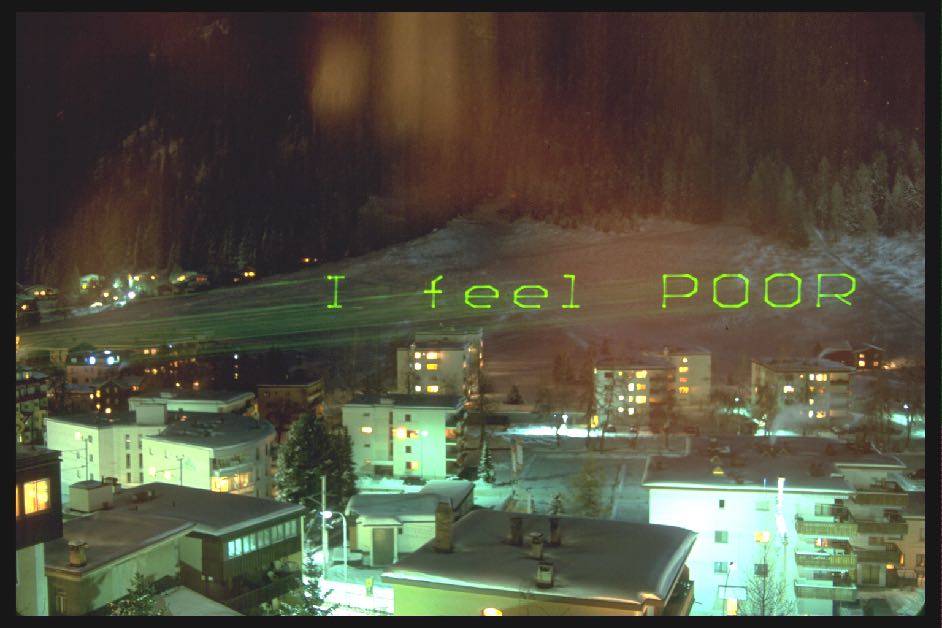 hellomrpresident, interactive laser projection during World Economic Forum, Davos, 2001